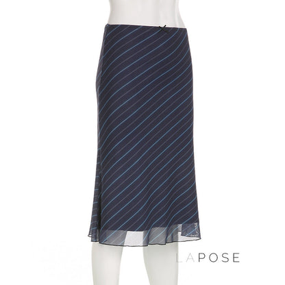 Jaelyn Striped Mesh Midi Skirt