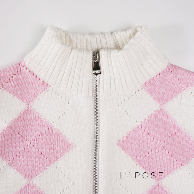Jenesis Plaid Knit Cardigan