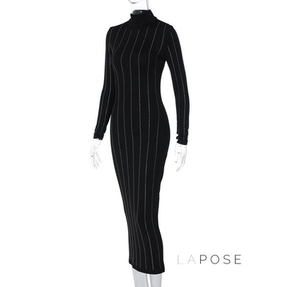 Joslynn High Neck Rhinestone Midi Dress