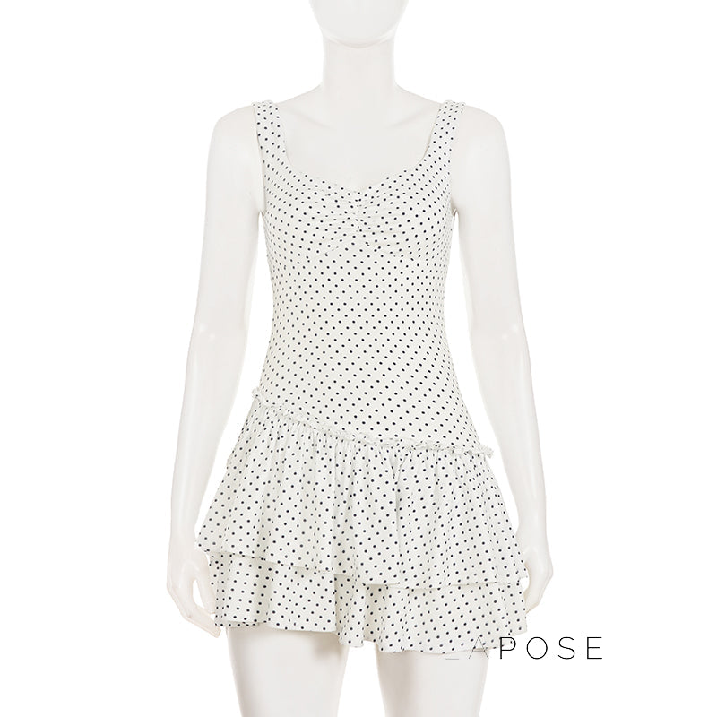 Jumana Polka Dot Smocked Mini Dress