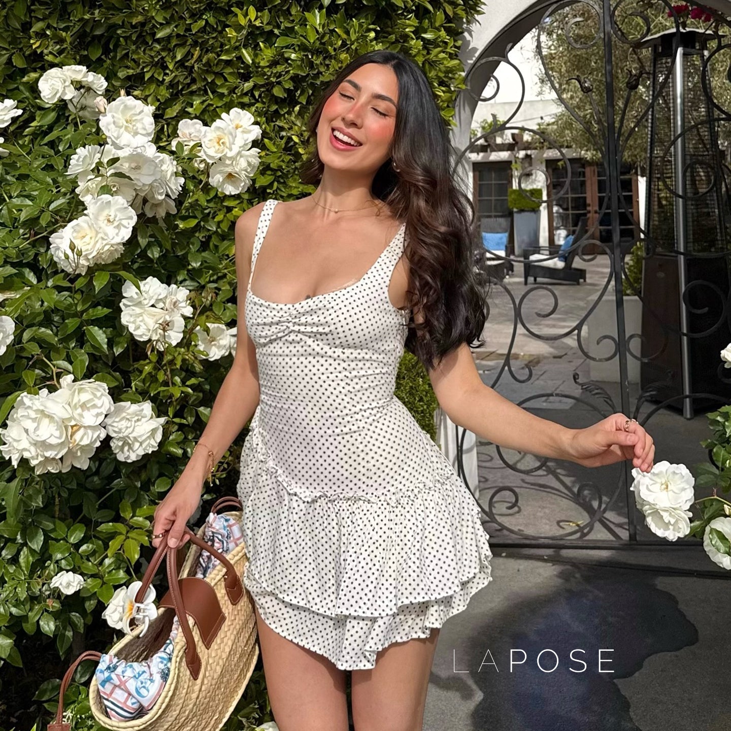 Jumana Polka Dot Smocked Mini Dress