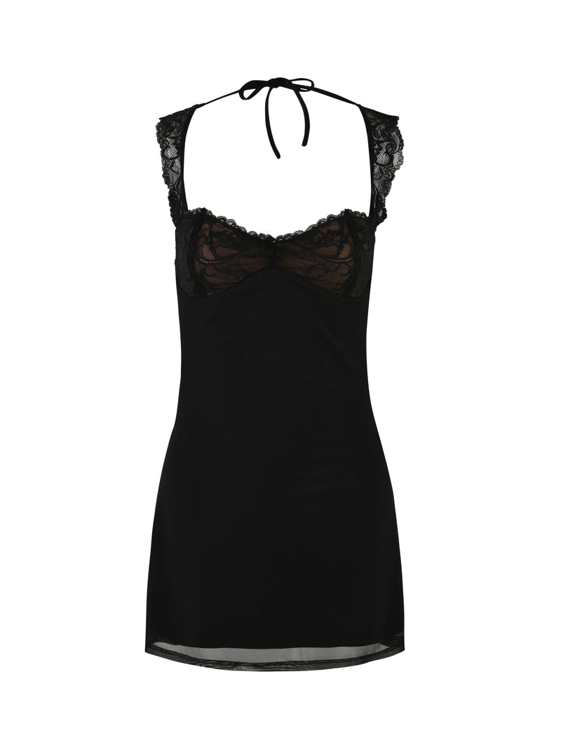 Kamiyah Lace Open Back Mini Dress