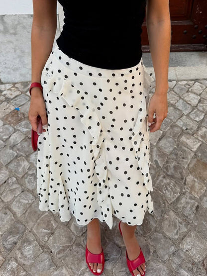 Kenzley Ruffled Patchwork Asymmetric Skirt