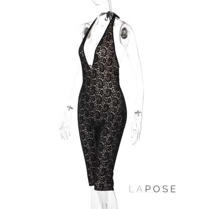 Khaliah Lace Halter Jumpsuit