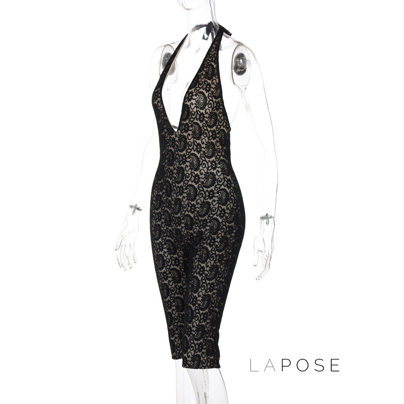 Khaliah Lace Halter Jumpsuit