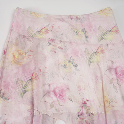 Korie Printed Ruffle Midi Skirt