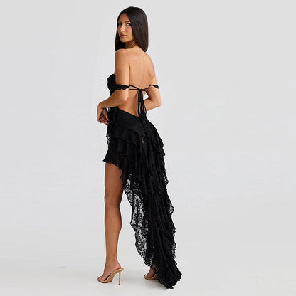 Lace Patchwork Strapless Mini Dress