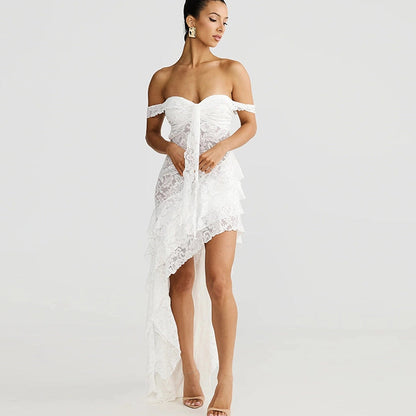 Lace Patchwork Strapless Mini Dress