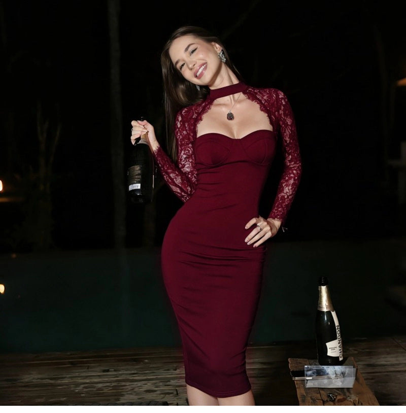 Lace Slit Maxi Dress
