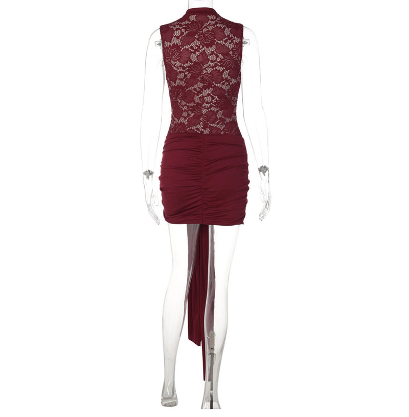 Lace Splicing Cut-out Mini Dress