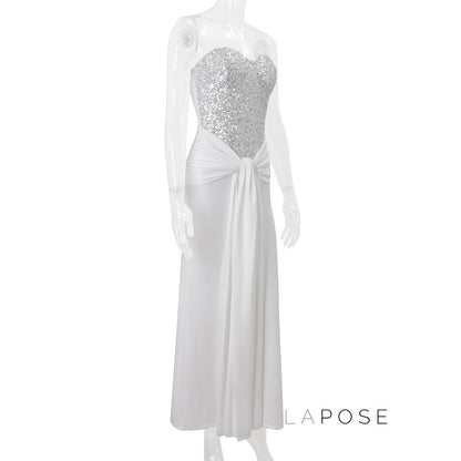 Lemon Strapless Sequin Maxi Dress