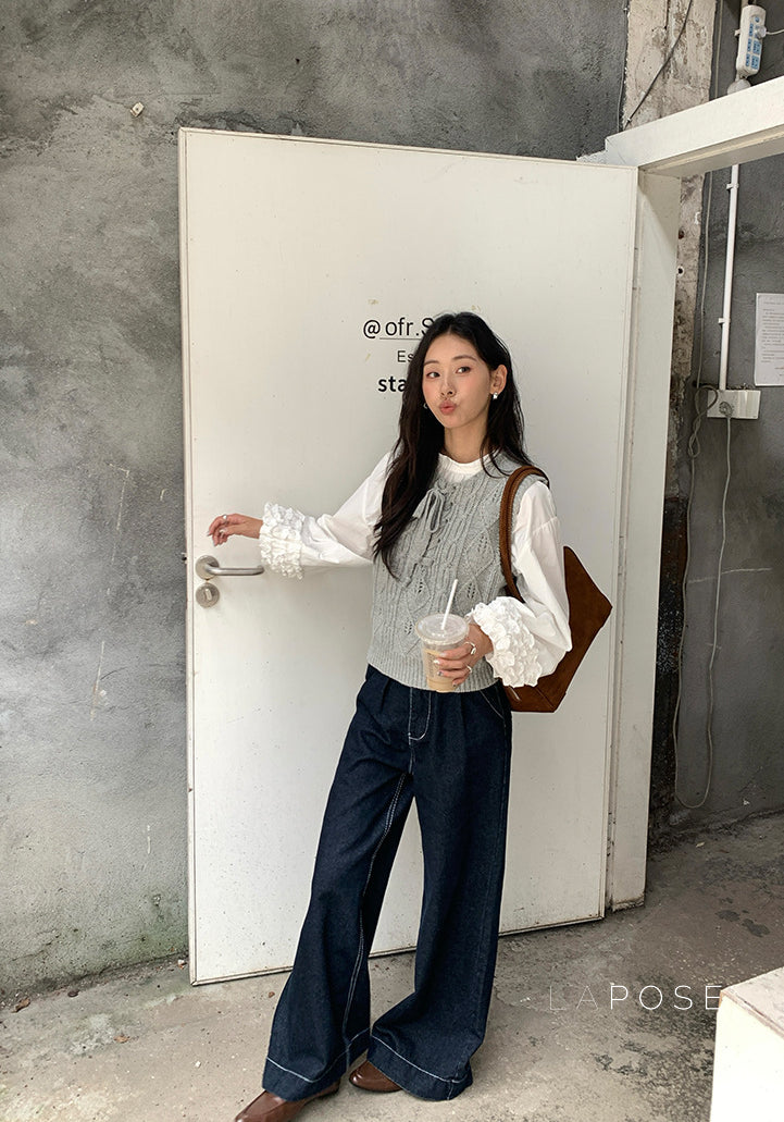 Lemon Wide-leg Denim Pants