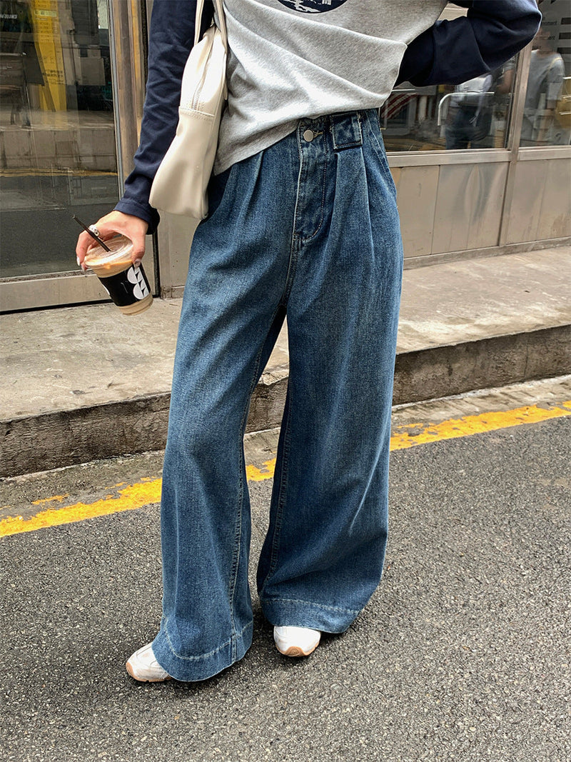Lemon Wide-leg Denim Pants