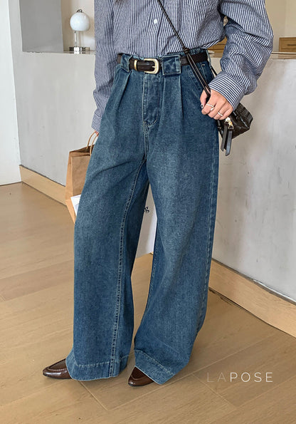 Lemon Wide-leg Denim Pants