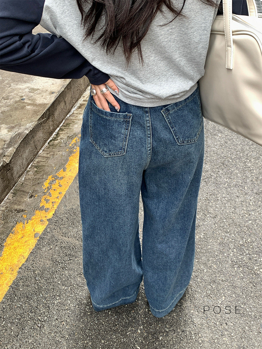 Lemon Wide-leg Denim Pants