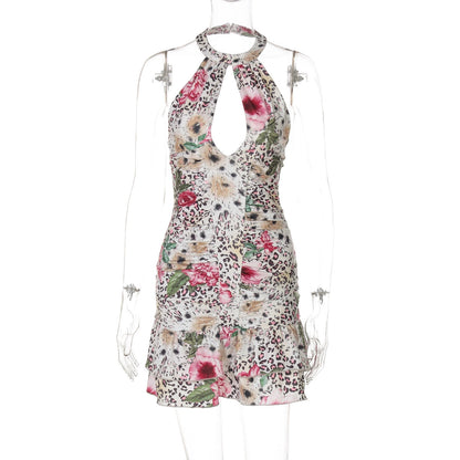 Leopard Print Halter Mini Dress
