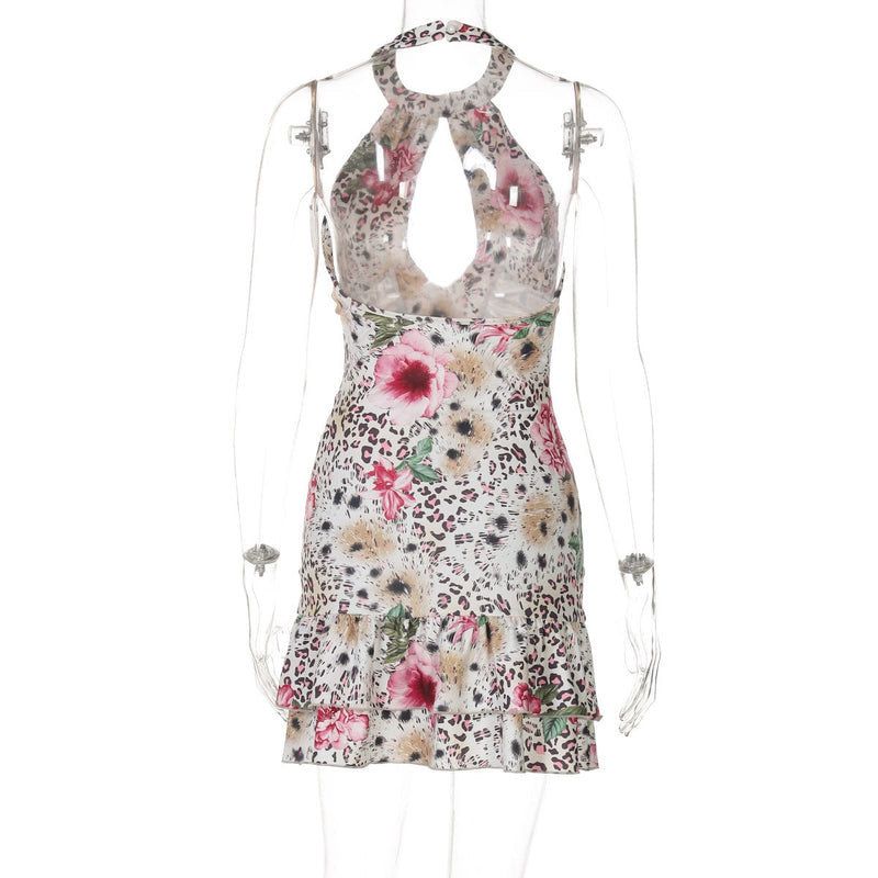 Leopard Print Halter Mini Dress