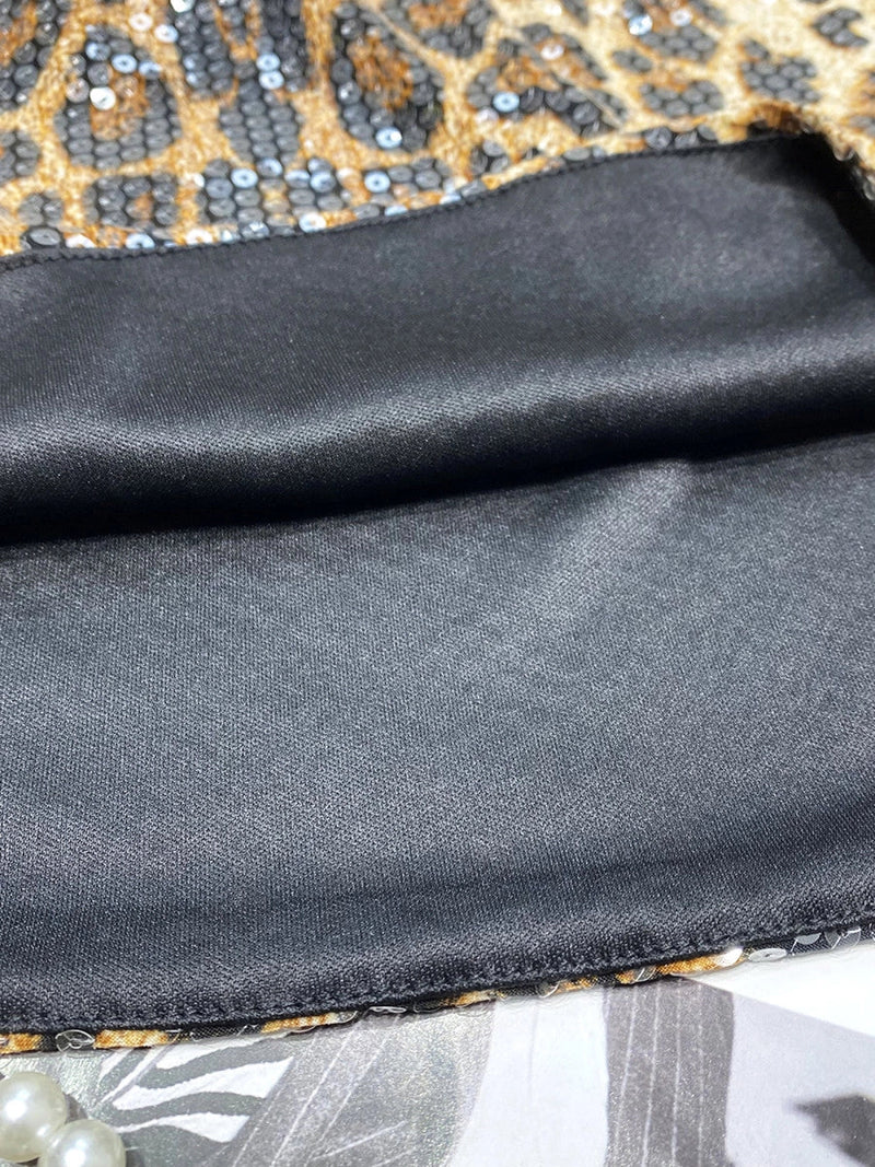 Leopard Sequin Low-waist Mini Skirt