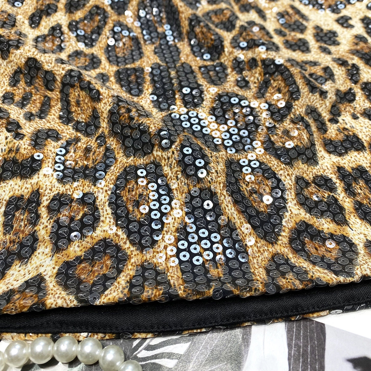 Leopard Sequin Low-waist Mini Skirt
