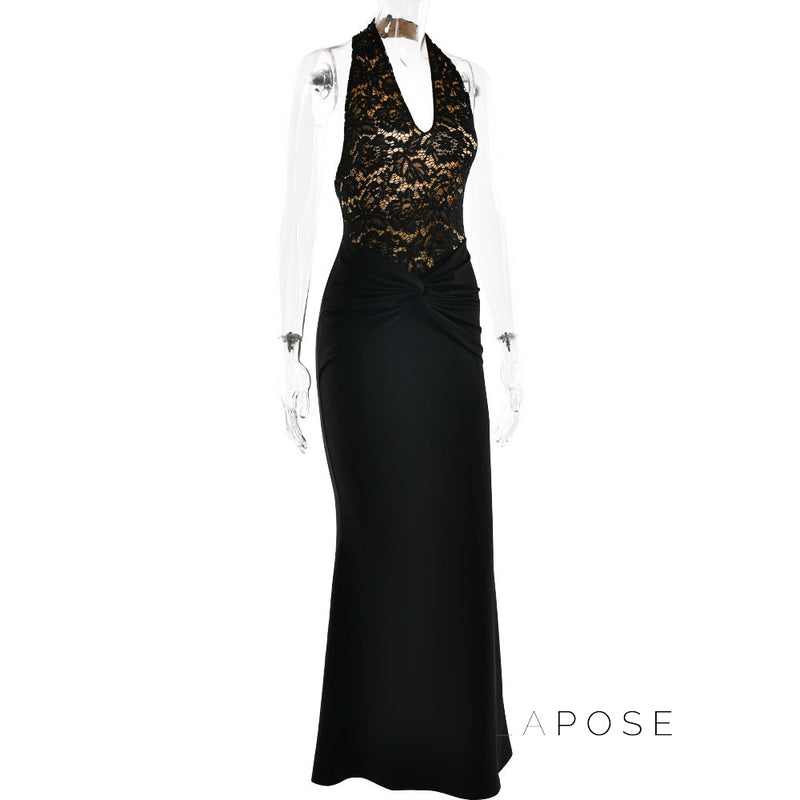 Leyla Ruched Halter Midi Dress