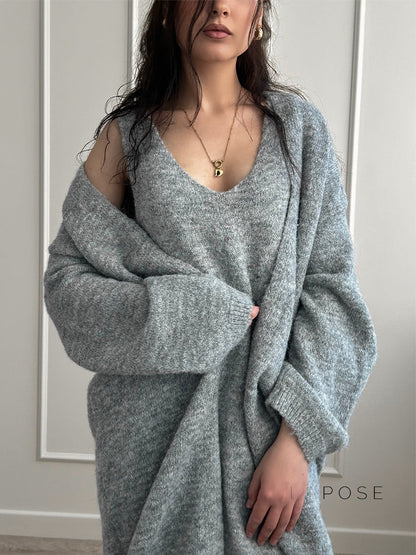 Lily Cozy Knit Dress & Long Cardigan Set