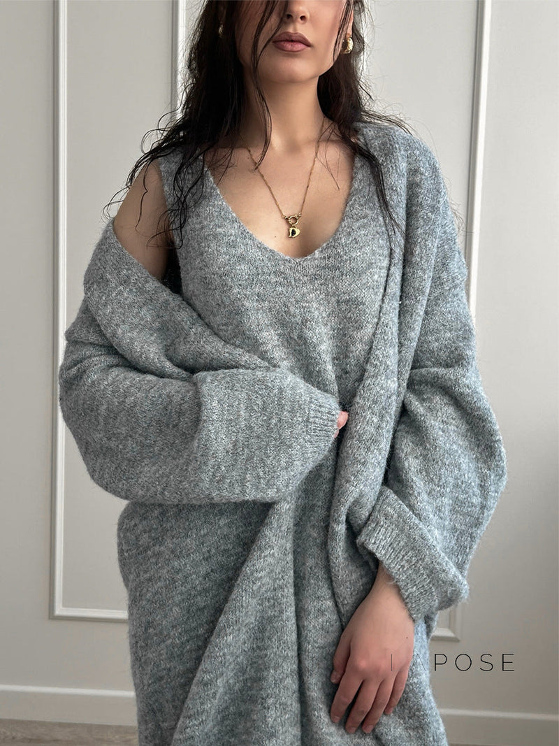 Lily Cozy Knit Dress & Long Cardigan Set