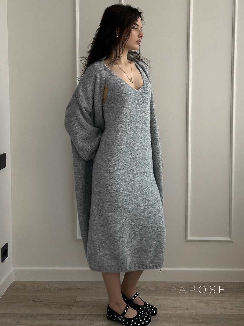 Lily Cozy Knit Dress & Long Cardigan Set