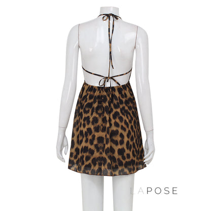 Lucy Halter Leopard Mini Dress