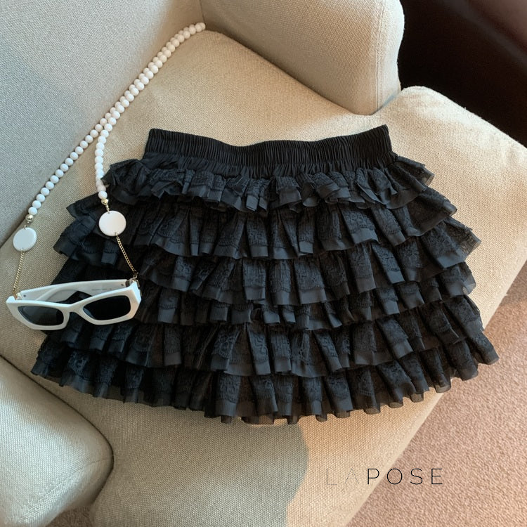 Maeleigh Lace Tiered Mini Skirt