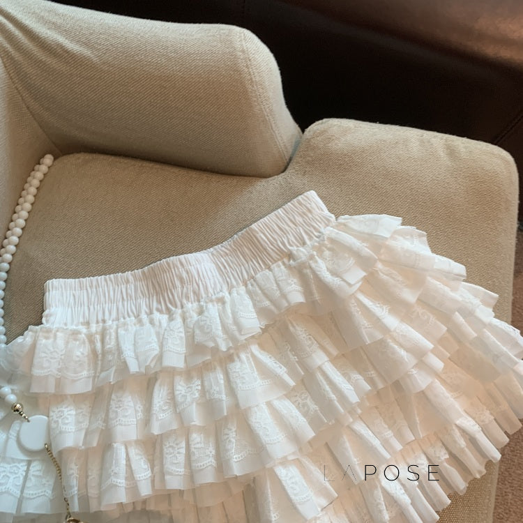 Maeleigh Lace Tiered Mini Skirt