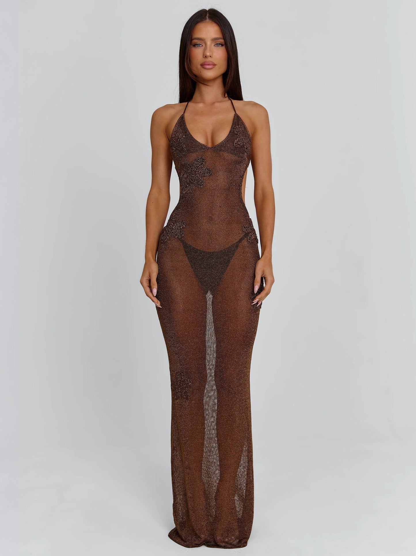 Maeva Shimmer Cut-out Maxi Dress