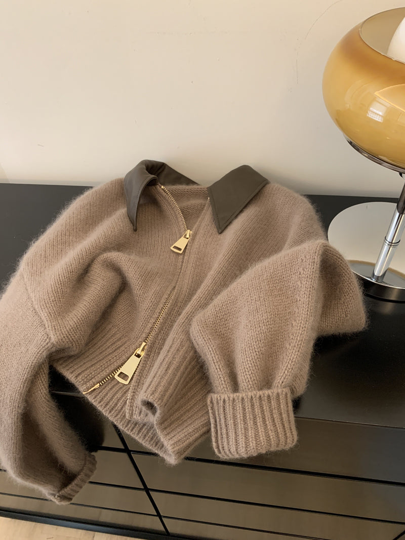Mahogany Polo Knit Cardigan