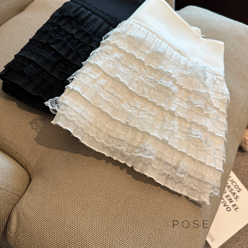 Maliah Tiered Lace Mini Skirt