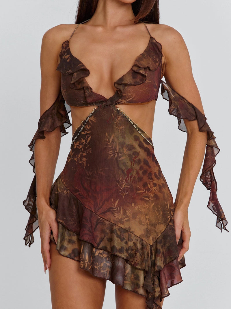 Maureen Printed Mesh Mini Dress