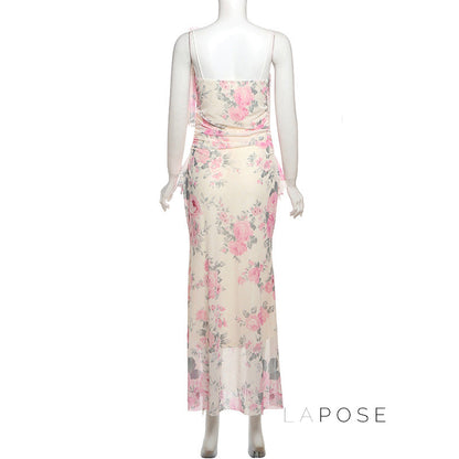 Maybree Mesh Ruffle Maxi Dress