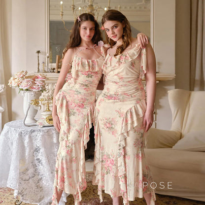 Maybree Mesh Ruffle Maxi Dress