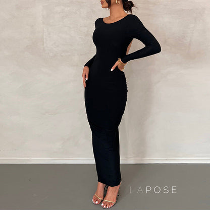 Mireille Backless Ruched Long Dress