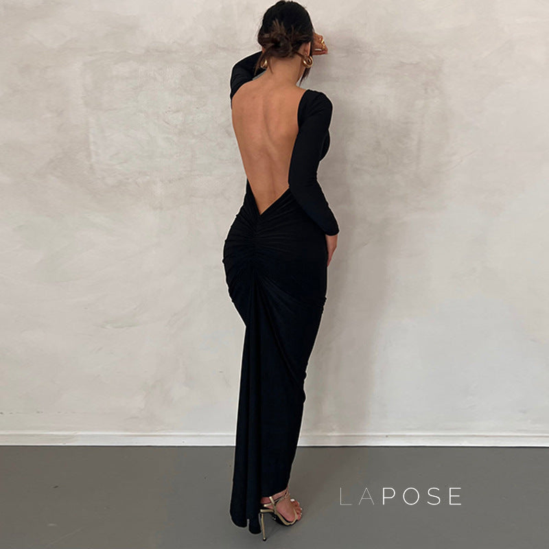 Mireille Backless Ruched Long Dress