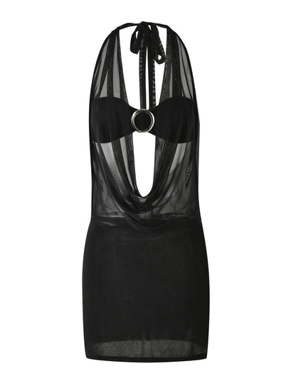 Nahomi Mesh Halter Mini Dress