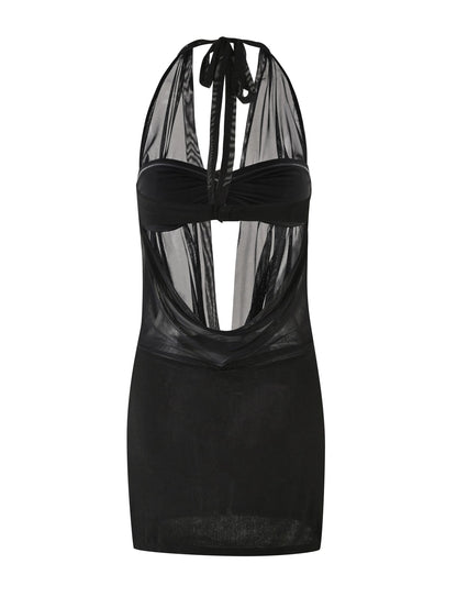 Nahomi Mesh Halter Mini Dress