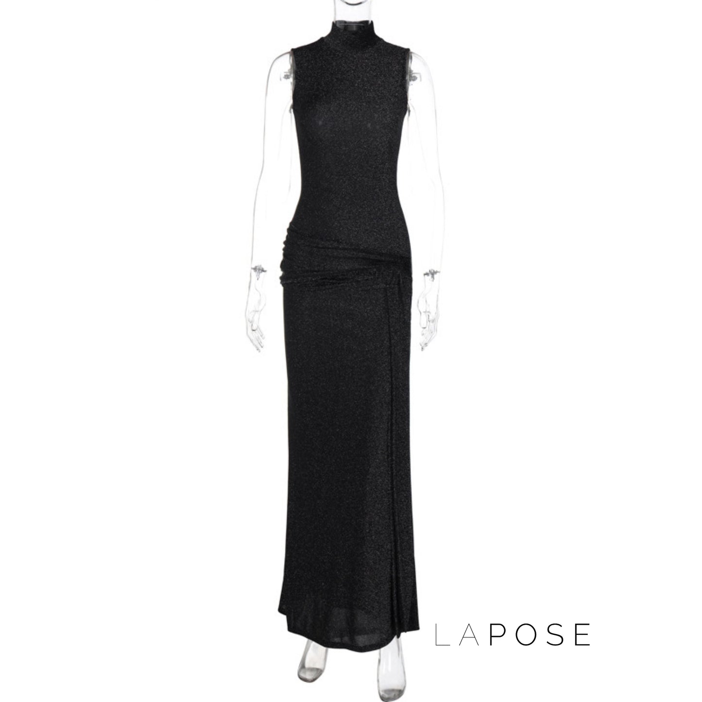 Niya Glitter High-neck Maxi Dress
