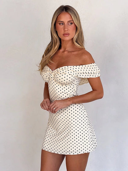 Polka Dot Off-shoulder Mini Dress