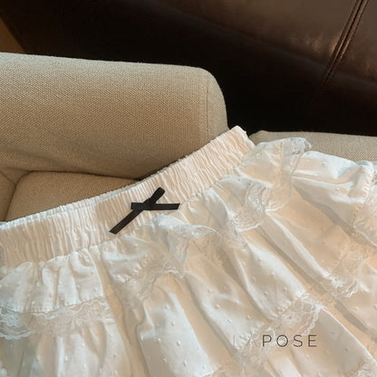 Reagen Tiered Bow Mini Skirt