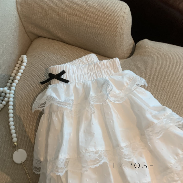 Reagen Tiered Bow Mini Skirt