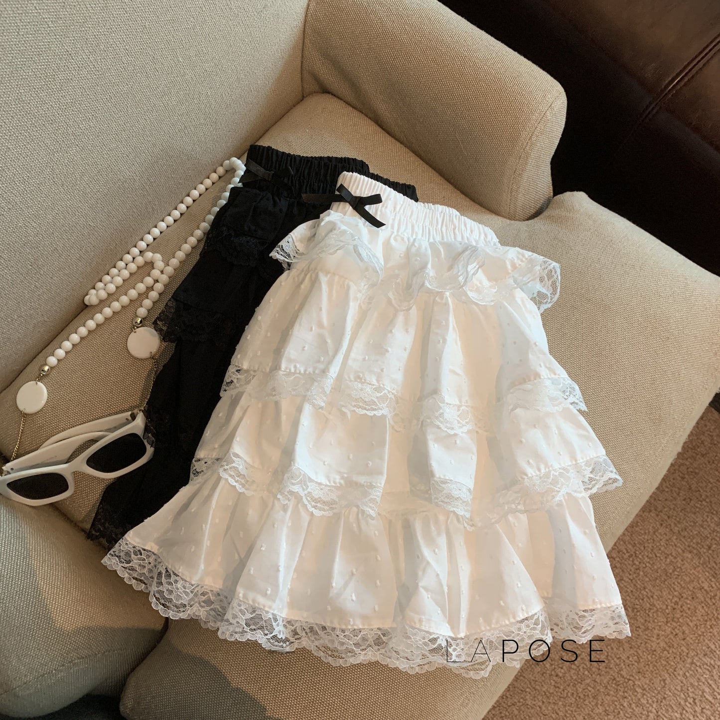 Reagen Tiered Bow Mini Skirt