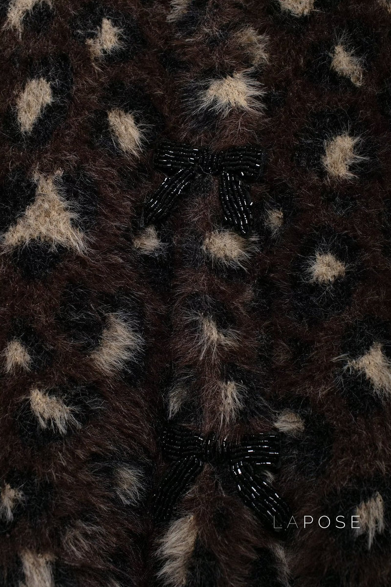Roisin Leopard Bow Knit Cardigan