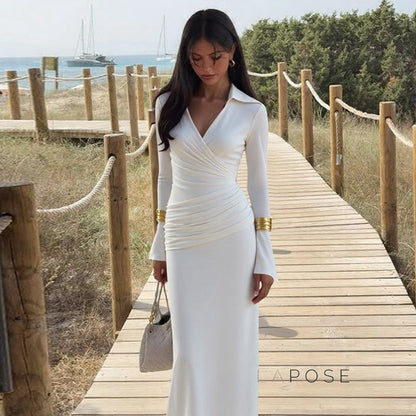 Sena Pleated Bodycon Midi Dress