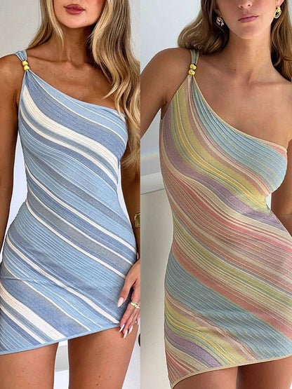 Striped Backless Mini Dress