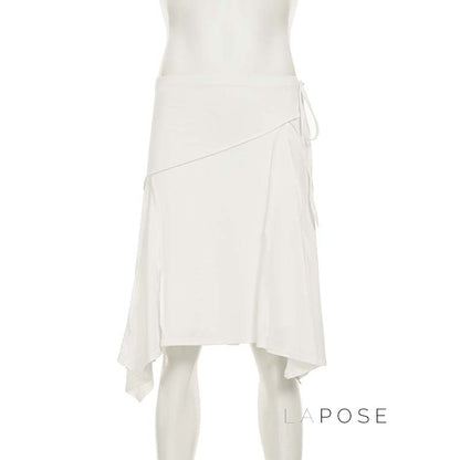 Tristan White Asymmetric Maxi Skirt