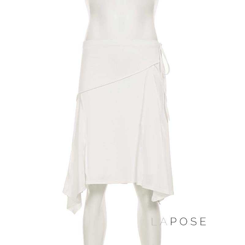 Tristan White Asymmetric Maxi Skirt